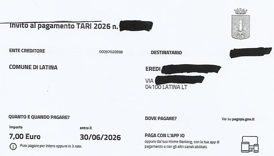 Tari inviata agli eredi di un defunto, il Comune chiarisce: “svista”