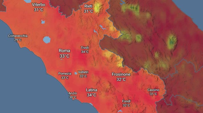Caldo intenso, bollino rosso a Latina e Roma