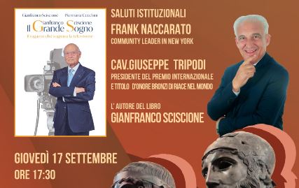 Premio Bronzi di Riace a New York, riconoscimento a Sciscione