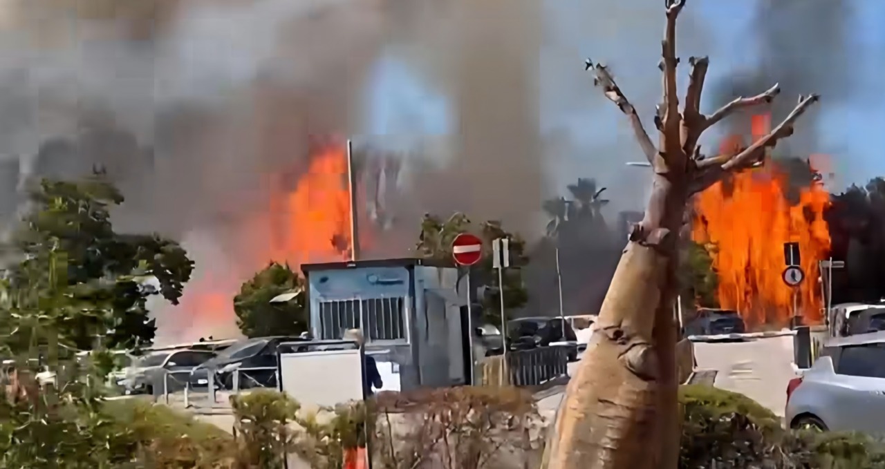 Incendio vicino all’ICOT: in fiamme un vivaio abbandonato