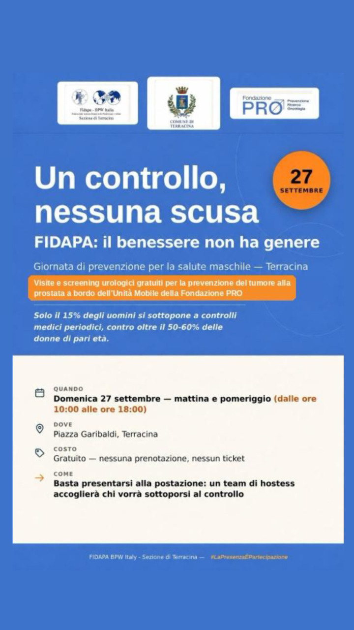 A Terracina controlli urologici gratuiti in piazza Garibaldi